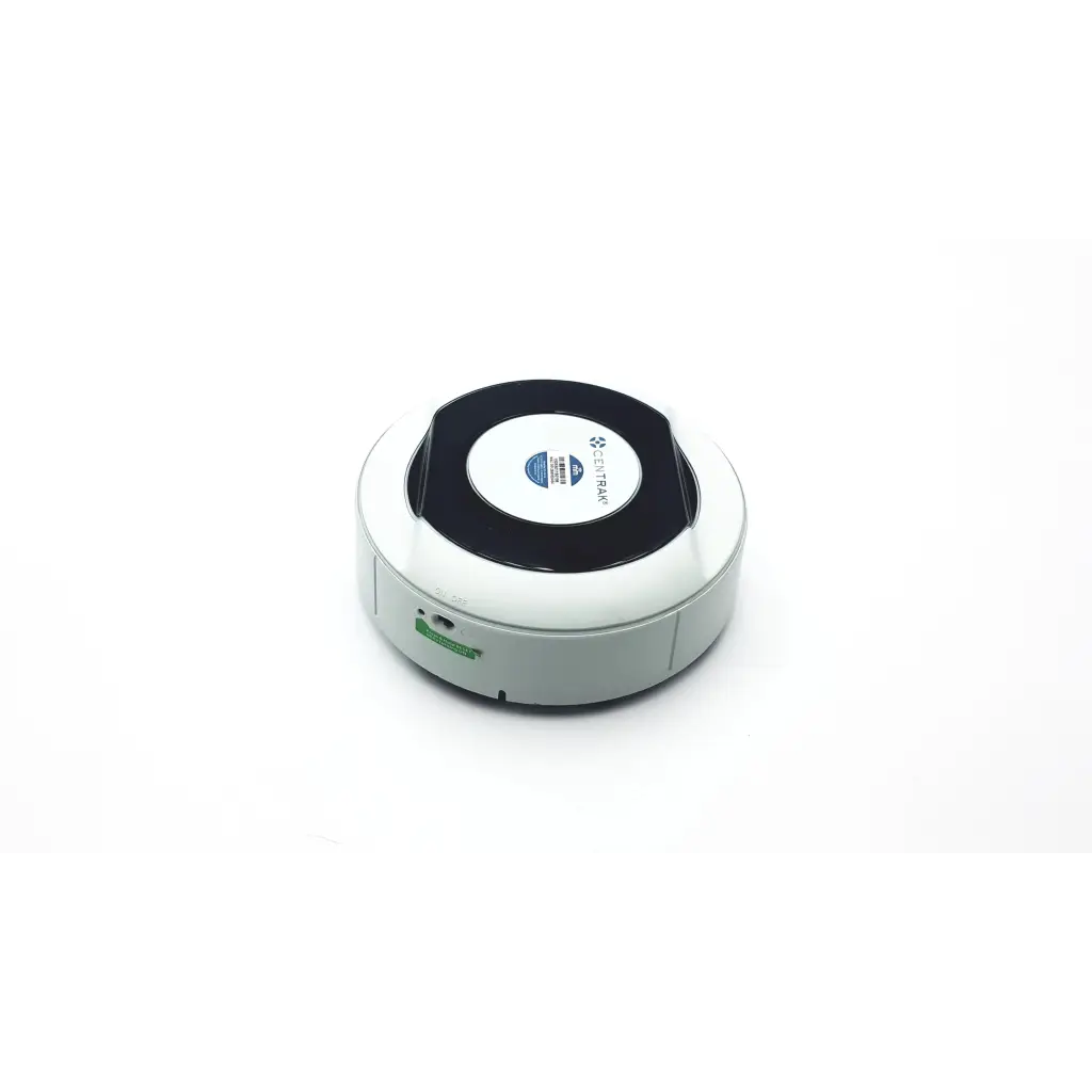 White and black circular robot vacuum cleaner with eletram logo central panel for centrak mm itdk-318 monitor ab3-6 use