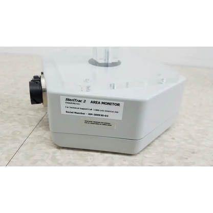 Chemdaq steri-trac 2 fixed gas monitor system with white body, black cylindrical attachment, and clear plastic top component