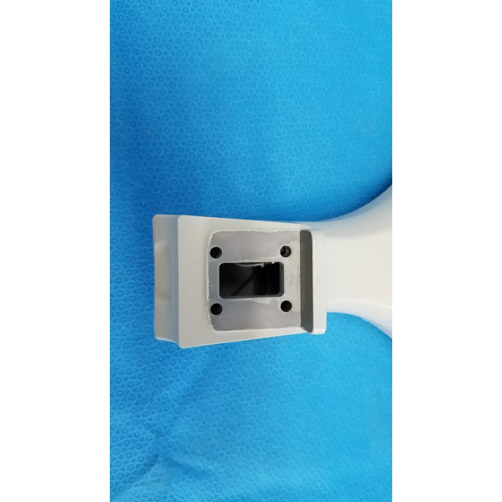 White plastic chin rest assembly frame with metallic insert and four mounting holes for topcon trc-nw8 retinal camera