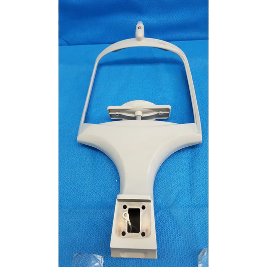 White plastic chin rest assembly frame with integrated mount bracket and hardware孔 for topcon trc-nw8 retinal camera