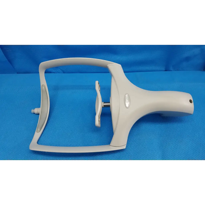 White plastic dental handpiece with curved handle and adjustable head for chin rest assembly frame on topcon trc-nw8 retinal camera