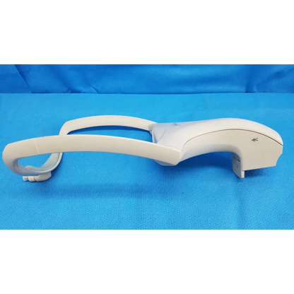 White plastic curved ergonomic handle with arrow symbol for trc-nw6s chin rest forehead rest assembly frame