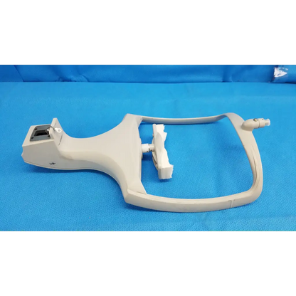 Beige plastic chin rest forehead assembly frame with integrated handle and mounting bracket for topcon trc-nw6s retinal camera with chinrest paper