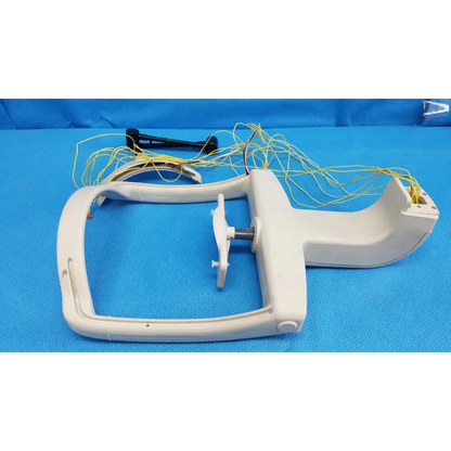 White plastic chin rest forehead rest assembly frame with yellow and black wiring for trc-nw6s retinal camera