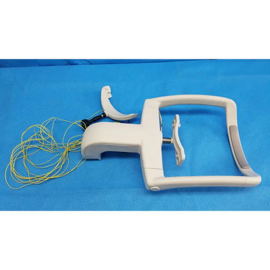 White plastic dental handpiece with yellow cord and black connector for trc-nw6s forehead rest assembly frame