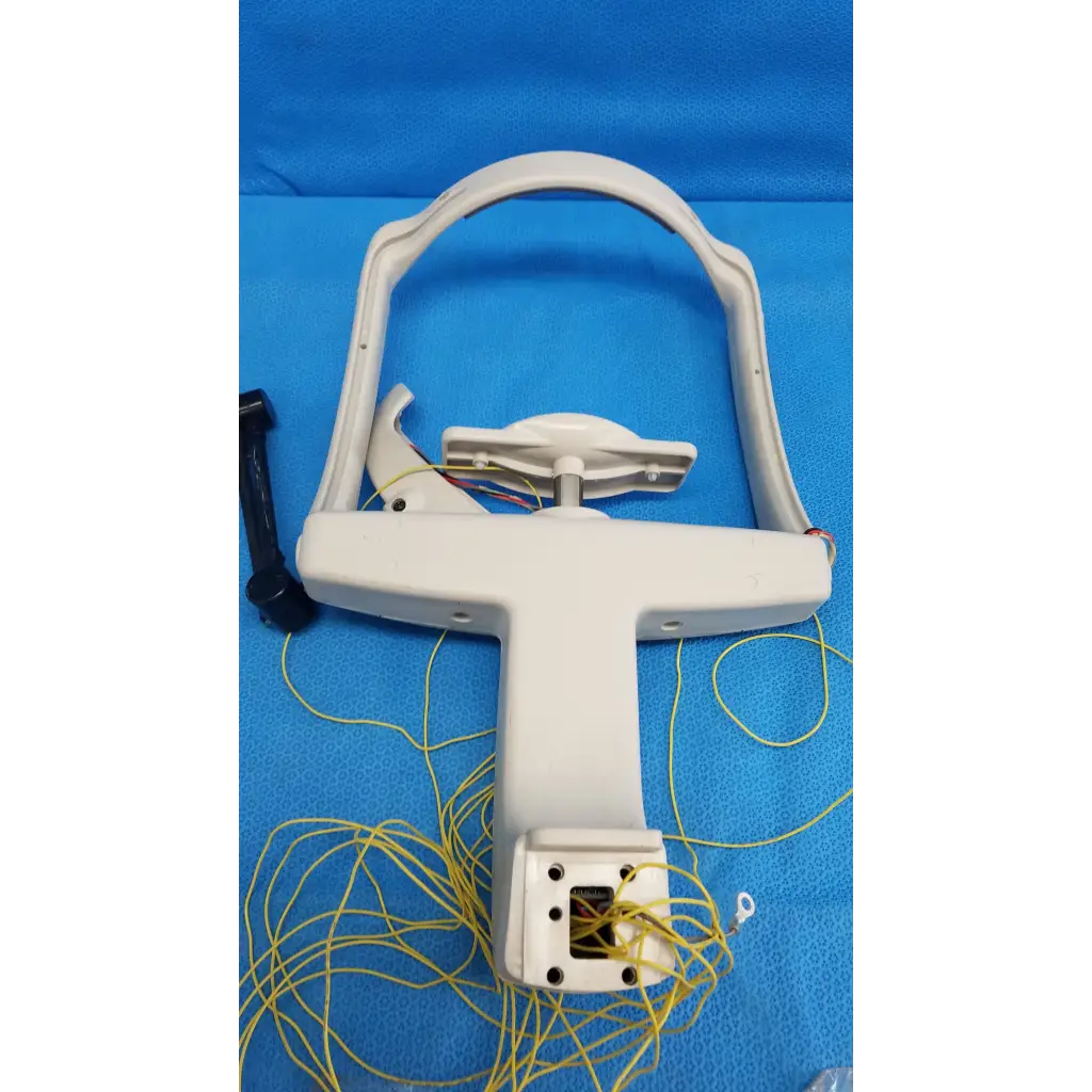White plastic forehead rest assembly frame with wiring and adjustment mechanism for trc-nw6s retinal camera