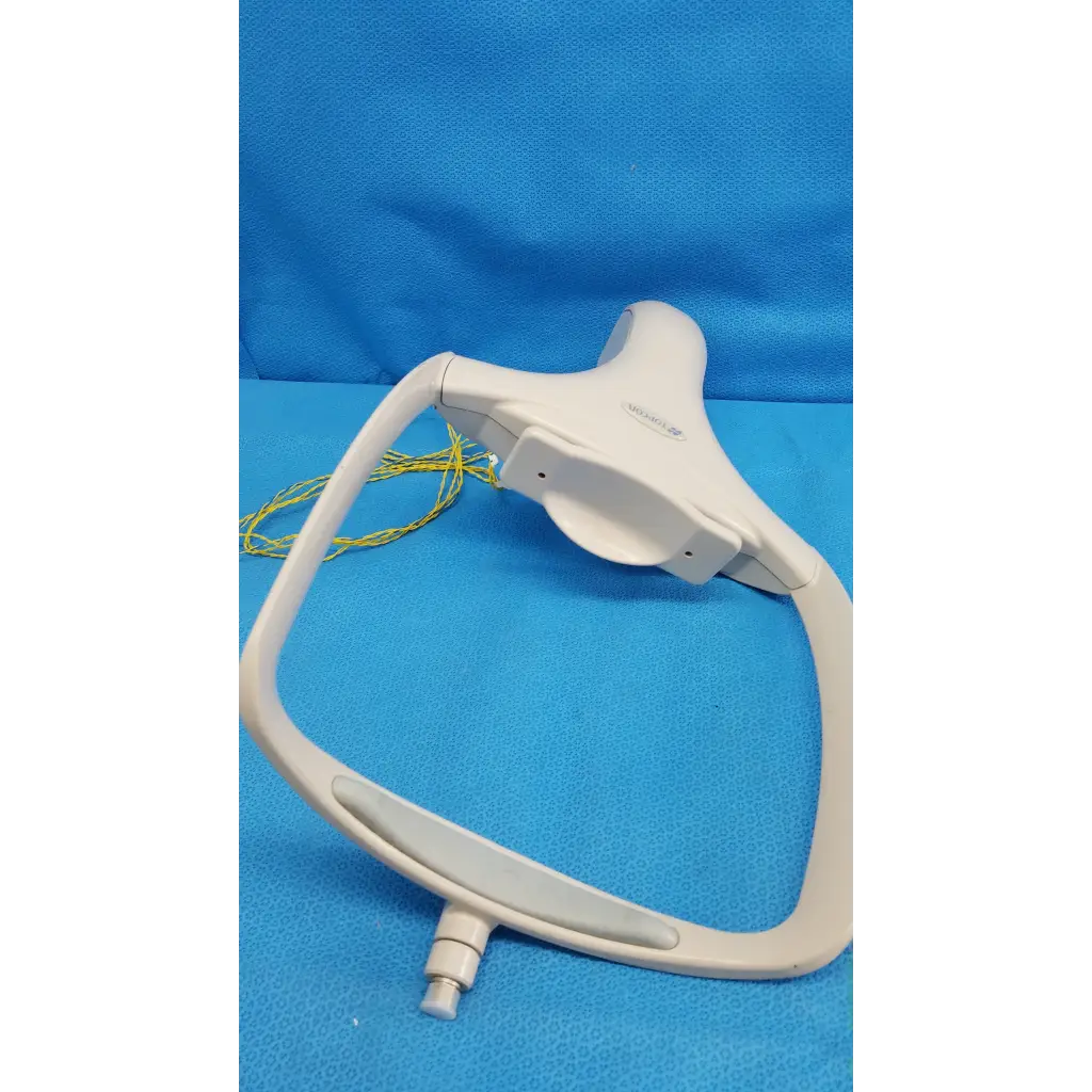 White plastic chinrest forehead rest assembly frame with yellow cables for trc-nw6s retinal camera sensor