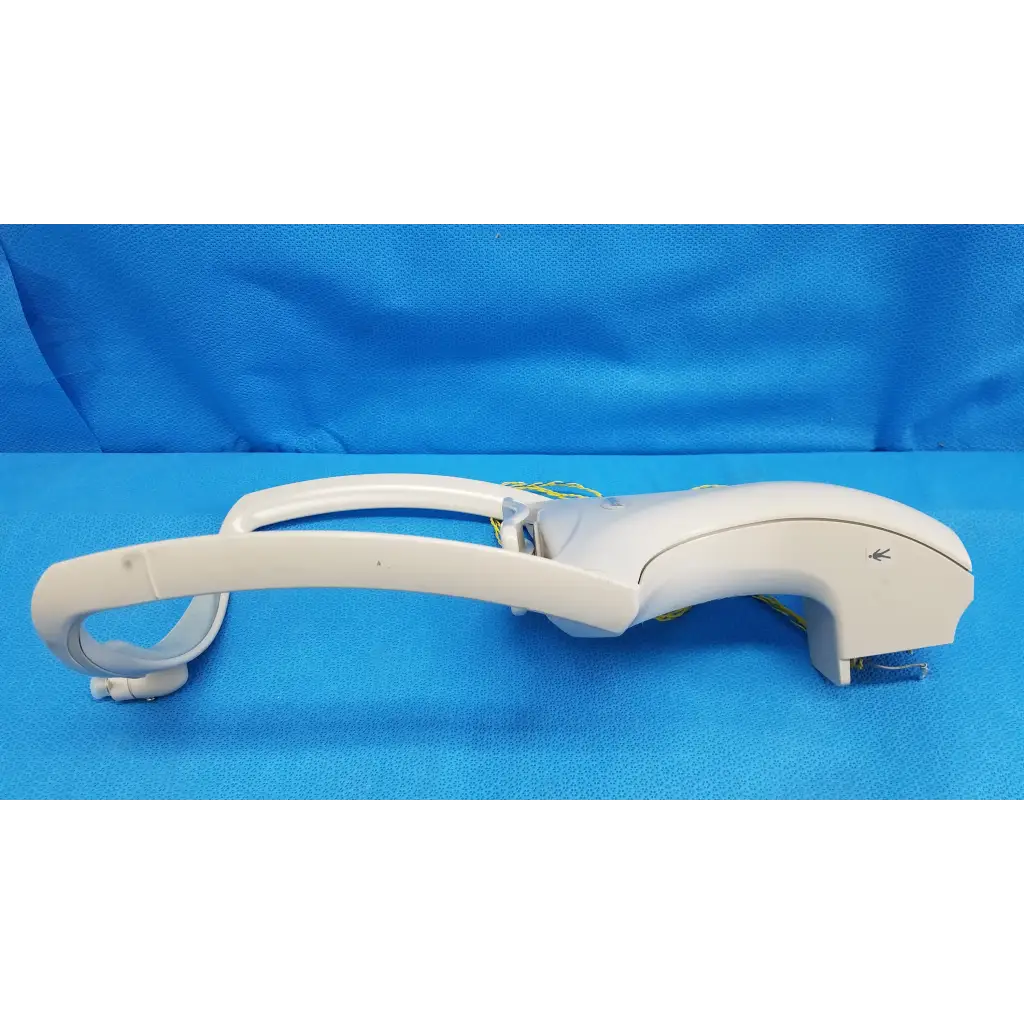 White plastic ergonomic headset with curved arm and adjustable headband for trc-nw6s chinrest forehead rest assembly