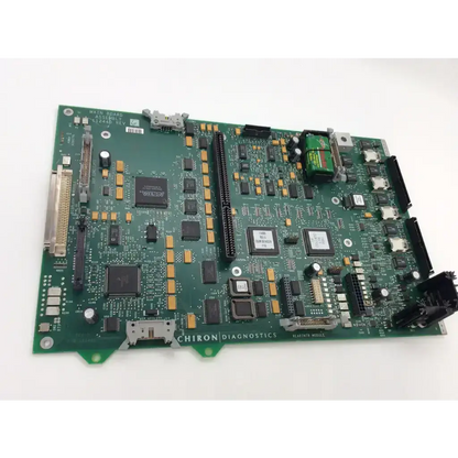 Green chiron diagnostics rev g fab 112440 and rev d module 112441 circuit board with black and gold components