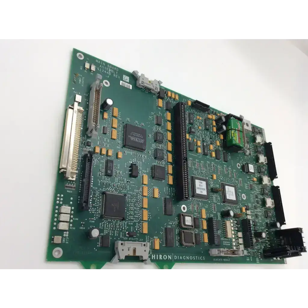 Green chiron diagnostics rev g fab 112440 and rev d module 112441 math board with black and gold components