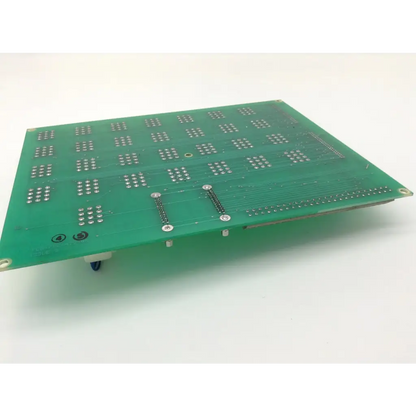 Green rectangular cincinnati siemens acramatic 2100 cnc control input board with silver solder pads and connectors