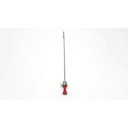 Circon acmi g117 cysto sheath obturator with long slender metallic shaft and red ergonomic handle for medical use
