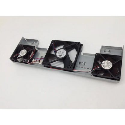 Black plastic router cooling fans mounted on metallic server rack bracket for cisco 3800 series router cooling