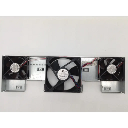 Three black router cooling fans mounted on a silver metal frame for cisco 3800 series router cooling