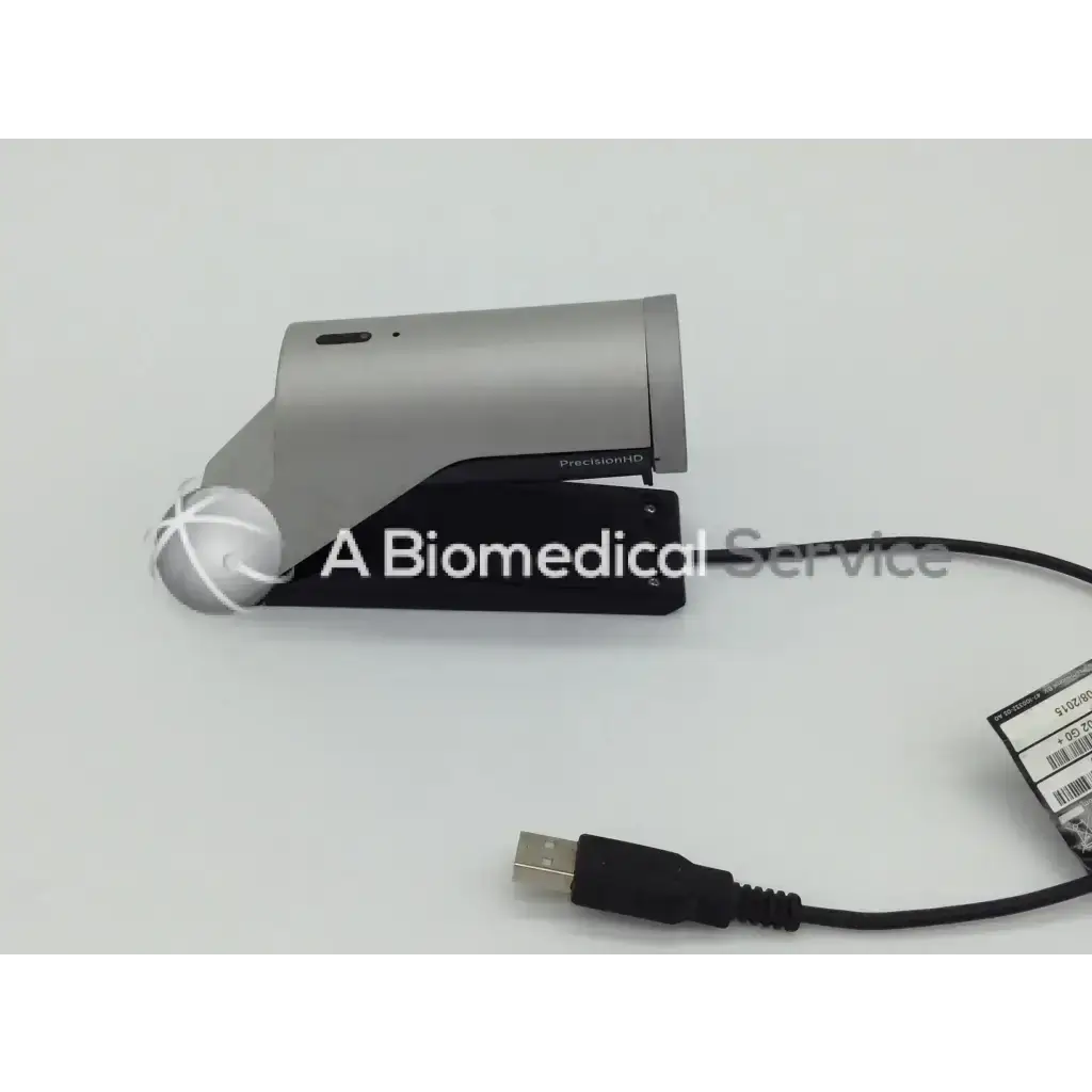 Silver metallic cisco tandemberg ttc8-03 precision hd degree view camera with black base and usb cable