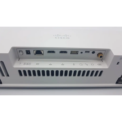 White cisco webex quad camera ttc8-10 back side showing multiple ethernet, hdmi, usb, and audio ports