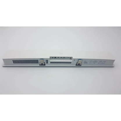 Silver metallic rear panel of cisco webex quad camera ttc8-10 with ventilation slits and multiple connectivity ports