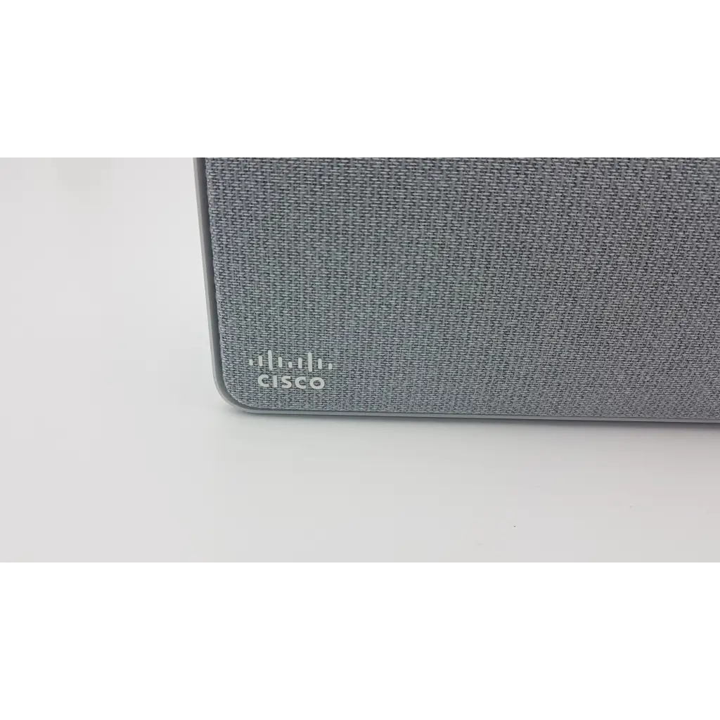 Black and white cisco webex logo printed on textured fabric surface of cisco webex quad camera ttc8-10 product