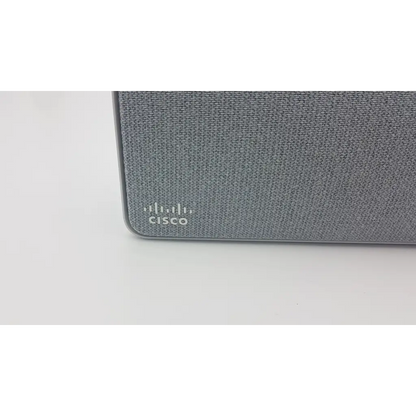 Black and white cisco webex logo printed on textured fabric surface of cisco webex quad camera ttc8-10 product