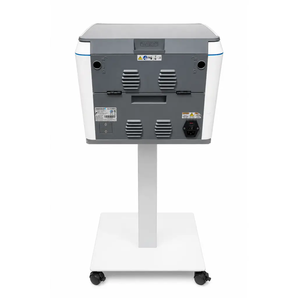 CleanSlate UV hospital-grade mobile device sanitizer showing gray and white back panel with ventilation grilles