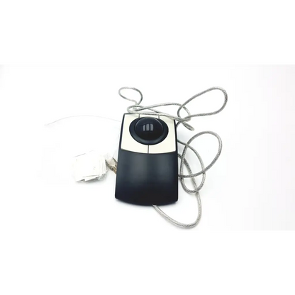 Black and silver trackball mouse with braided cable from superior technologies cst1545gr for precise control