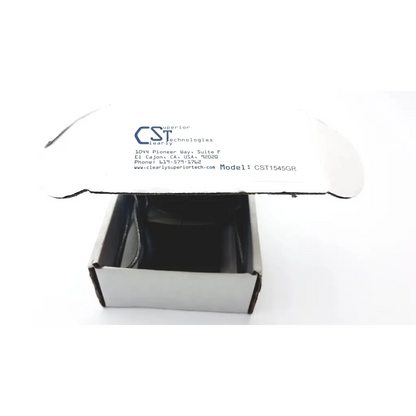 White cardboard box with black text and logo labeled superior technologies cst1545gr track ball model cst1545gr