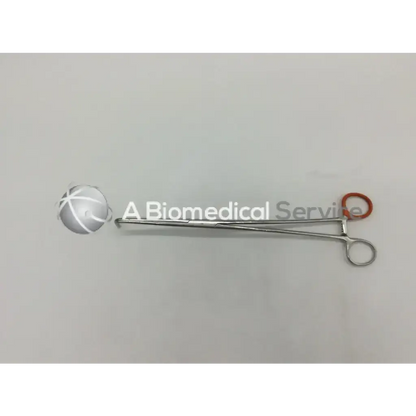 Silver mixter thoracic forceps with red rubber ring handle and textured spherical tip for precise thoracic use