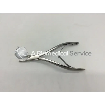 Stainless steel codman 2084r forceps with rounded textured ball tip for precise surgical use