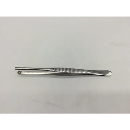 Silver codman 30-4221 russian tissue forceps with ribbed handles and polished metallic finish for precise tissue grip