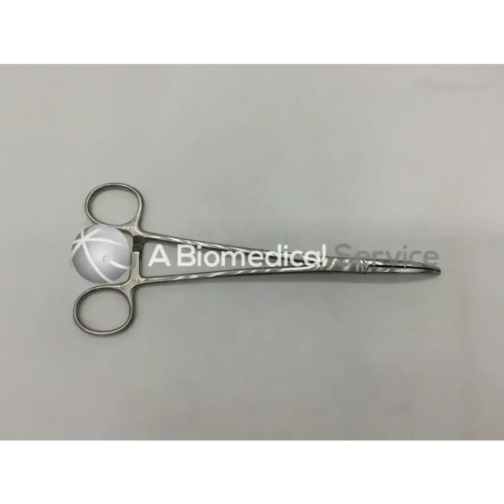 Silver codman 30-5527 heaney hysterectomy forceps curved with textured twisted handle and rounded finger loops