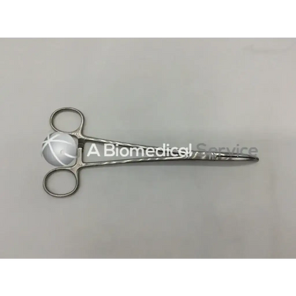 Silver codman 30-5527 heaney hysterectomy forceps curved with textured twisted handle and rounded finger loops