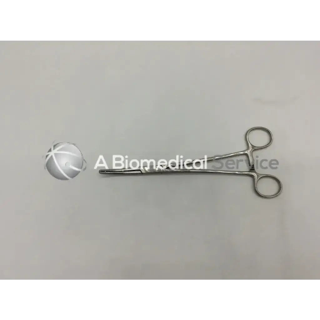 Silver codman 30-5527 heaney hysterectomy forceps curved with rounded handles and straight slender tip for surgical use
