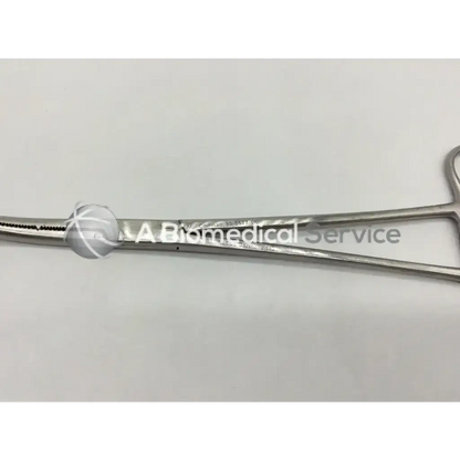 Codman 30-5527 heaney hysterectomy forceps curved stainless steel with serrated gripping surface and polished handles