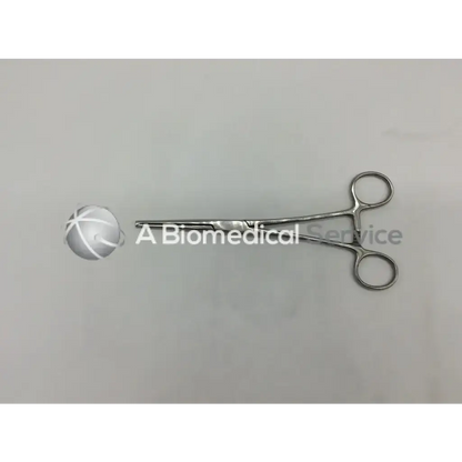 Stainless steel Codman 34-4130 Rochester Ochsner forceps with rounded handles and straight slightly curved jaw