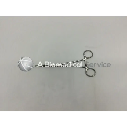 Silver stainless steel rochester ochsner forceps with spherical textured head and circular finger loops for surgical use