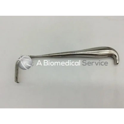 Silver polished metal codman laminectomy retractor with curved handle and 2 inch depth blade ac5-368
