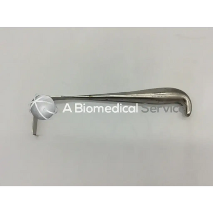 Silver metal laminectomy retractor total knee set with curved handle and spherical cross-hatched head for precision use