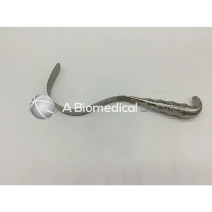 Codman 50-4316 deaver retractor stainless with curved textured handle and slightly bent smooth blade in stainless steel surgical design
