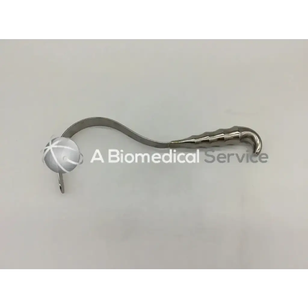 Silver codman 50-4316 deaver retractor stainless with curved textured handle and circular end in stainless steel surgical design