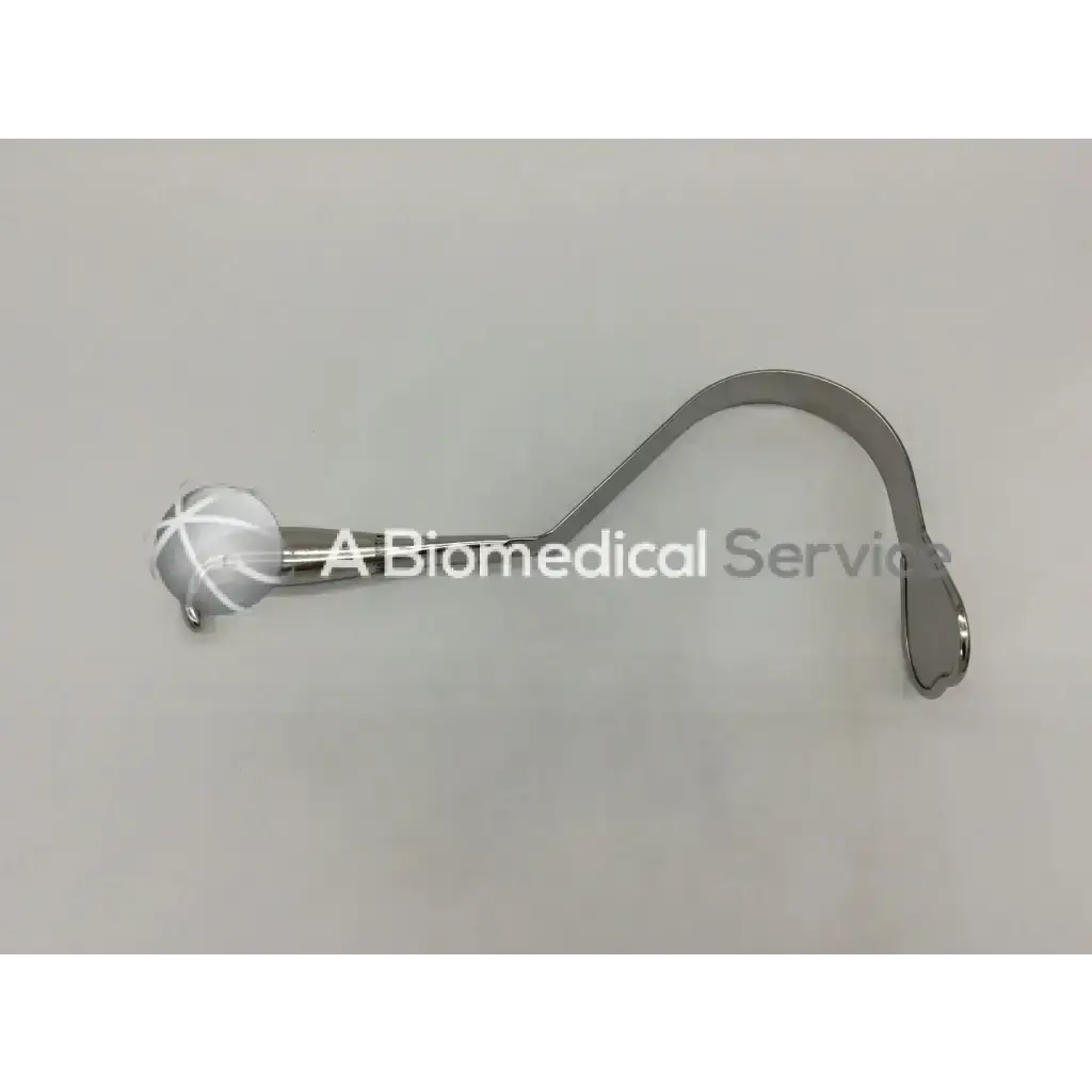 Stainless steel codman 50-8102 harrington splanching retractor with curved polished handle and adjustable jaw mechanism