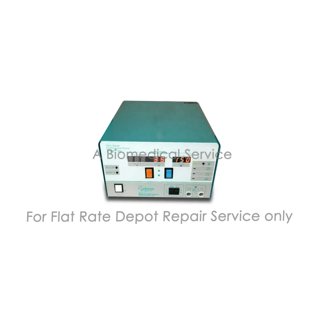 Teal and white Codman Malis CMC 3 electrosurgical unit with digital display for medical equipment repair service