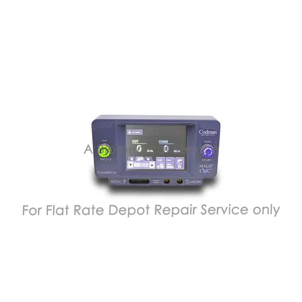 Purple codman malis cmc medical equipment with digital display and green and blue knobs for repair service