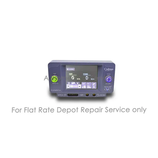 Purple codman malis cmc medical equipment with digital display and green and blue knobs for repair service