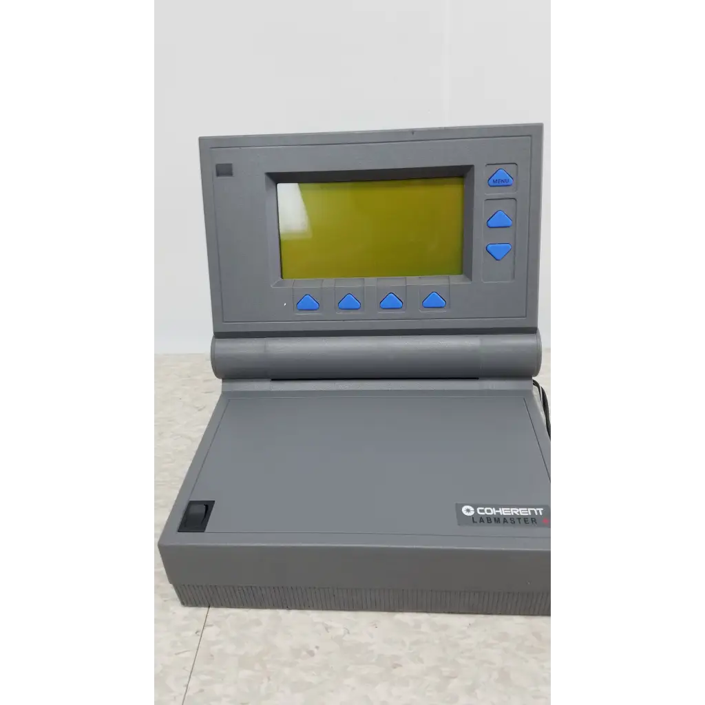 Gray coherent labmaster laser power meter with yellow screen and blue buttons for accurate laser power measurement
