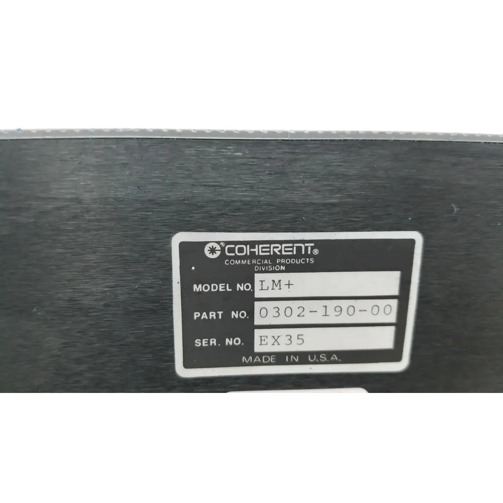 Black coherent labmaster+ laser power meter with matte finish white label showing model part serial and made in usa
