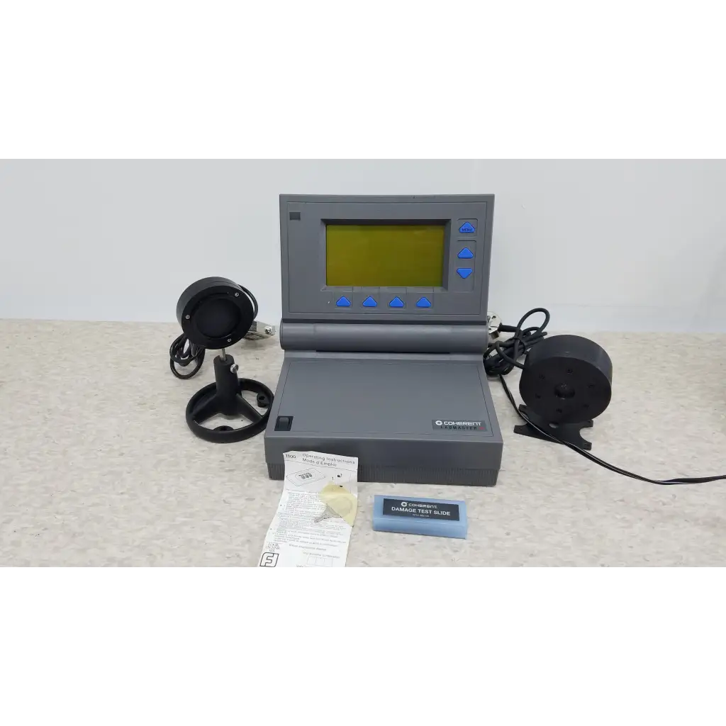 Gray cosmotron coherent labmaster+ laser power meter with small screen and blue buttons for precise laser power measurement