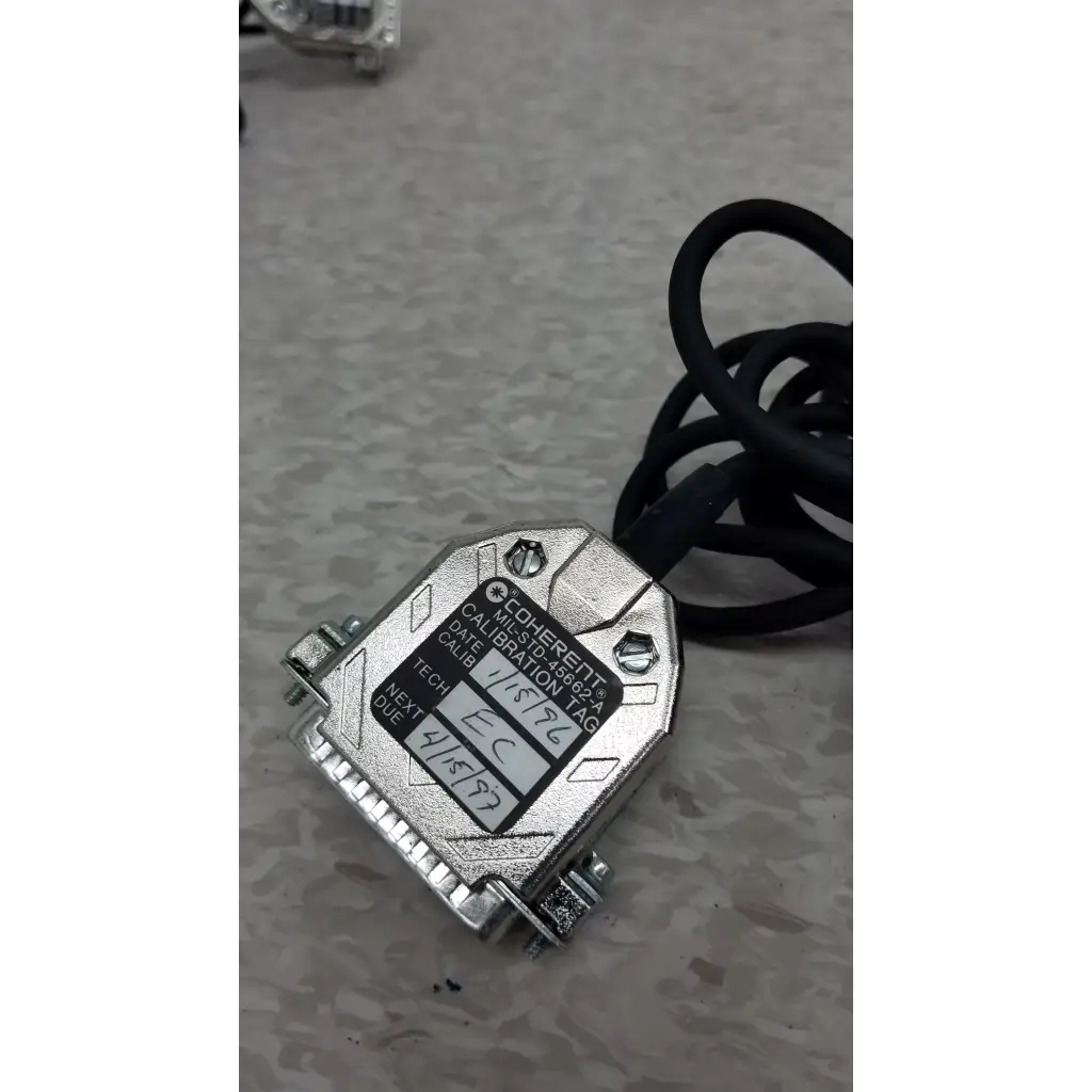 Silver metallic coherent model 45867a optical sensor with black coiled cable for laser power meter labmaster+