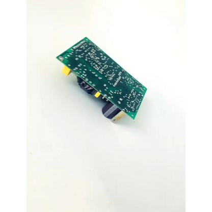 Green rectangular circuit board with white solder points and yellow connectors for condor gpm80p power supply