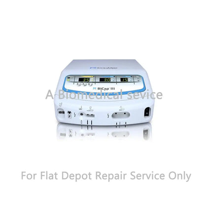 White and blue conmed bicap iii electrosurgical unit with digital display for medical equipment repair service