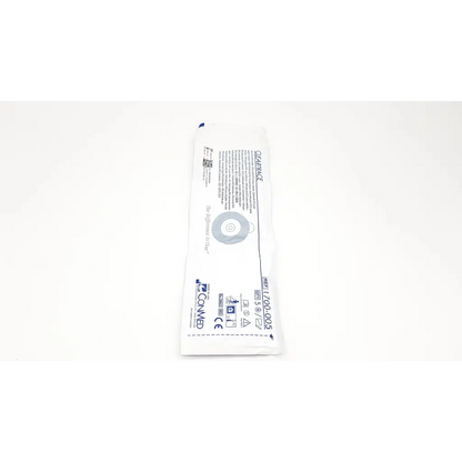 White sterile surgical drape by conmed featuring circular graphic and ref 1700-005 for cleartrace adult button tape ecg electrodes